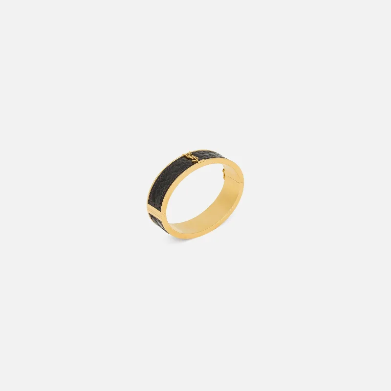 Premium Diamond Jewelry At Once-In-A-Lifetime Discounts Saint Laurent YSL Leather Croc Print Bangle - Brown