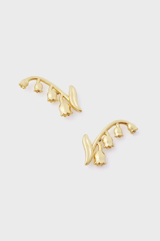 Best-Selling Jewelry Styles Now At Exclusive Discounts Gold Lily of the Valley Climber Studs