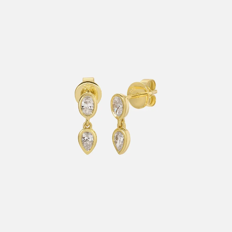 Eco-Friendly Sustainable Jewelry For Conscious Buyers Isa Grutman Double Drop Studs 14K Gold - Yellow Gold Eco-Friendly Sustainable Jewelry For Conscious Buyers Isa Grutman Double Drop Studs 14K Gold - Yellow Gold