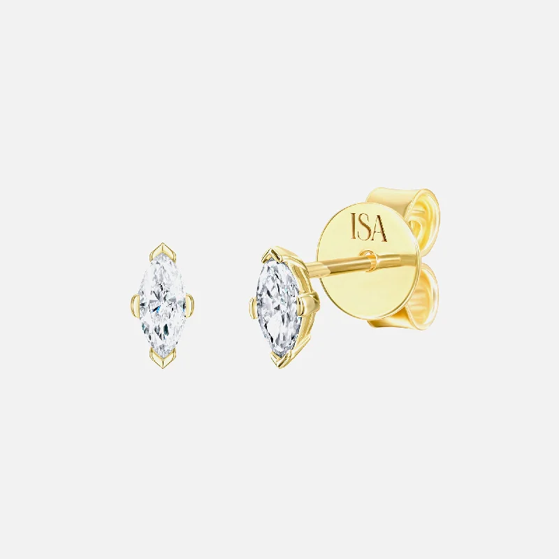 Dainty Floral Jewelry For Feminine Elegance Isa Grutman Marquis Diamond Studs 14K Gold - Yellow Gold Dainty Floral Jewelry For Feminine Elegance Isa Grutman Marquis Diamond Studs 14K Gold - Yellow Gold