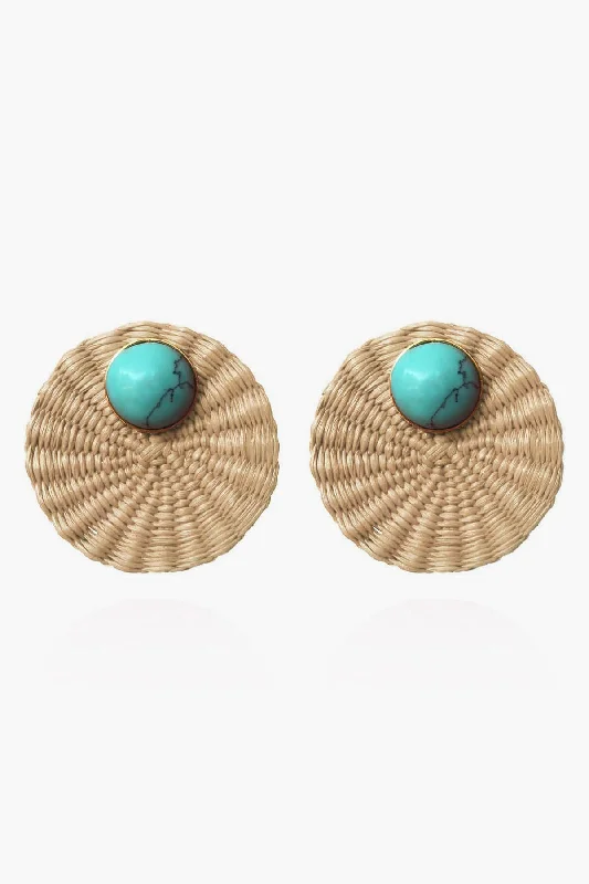 Bohemian-Inspired Jewelry For Free-Spirited Fashion Light Brown Iraca Turquoise Studs