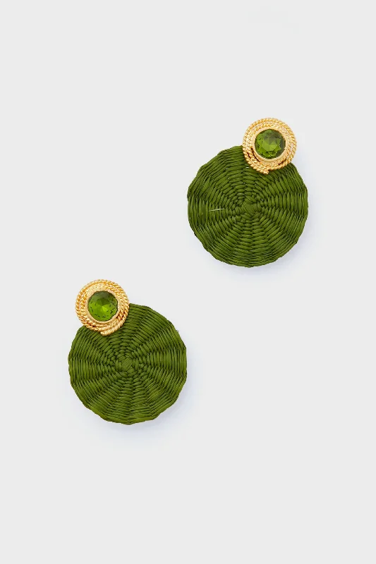 Romantic Heart-Shaped Jewelry For Special Gifts Olive Green Iraca Dulcinea Studs