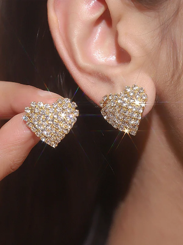 Final Call – Shop Exquisite Jewelry Before It's Gone Versatile Rhinestone Heart Studs for Everyday Elegance