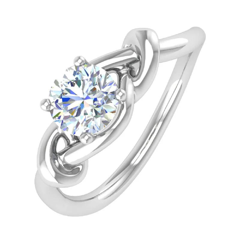 Elegant Jewelry At Unbeatable Prices – Shop Today 1/2 Carat 4-Prong Set Twisted Diamond Solitaire Engagement Ring in Gold - IGI Certified