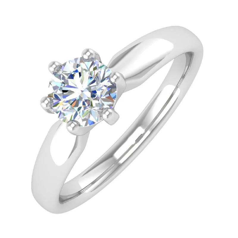 1/2 Carat 6-Prong Set Diamond Solitaire Engagement Ring in Gold - IGI Certified