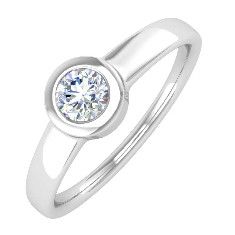 Flash Deals On Fine Jewelry – Shop Before It's Gone 1/2 Carat Bezel Set Diamond Solitaire Engagement Ring in Gold - IGI Certified