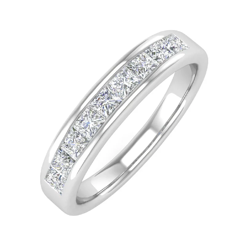 1/2 Carat Channel Set Princess Cut Diamond Wedding Band Ring in Gold