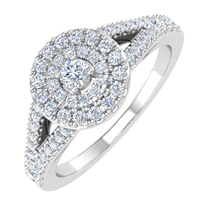 Jewelry Deals That Outshine The Rest 1/2 Carat Diamond Halo Engagement Ring in Gold - IGI Certified
