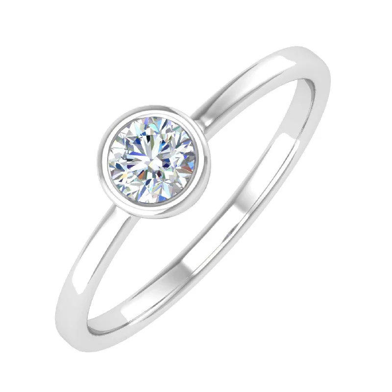 Sparkle In Style With Our Best Jewelry Deals 1/4 Carat Bezel Set Diamond Solitaire Engagement Ring Band in Gold - IGI Certified Sparkle In Style With Our Best Jewelry Deals 1/4 Carat Bezel Set Diamond Solitaire Engagement Ring Band in Gold - IGI Certified