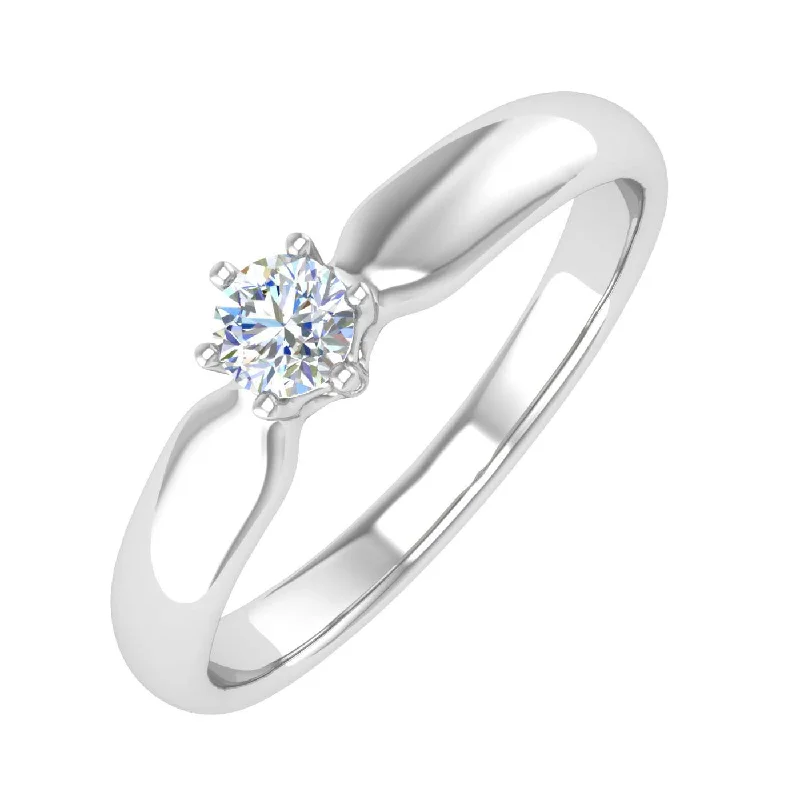 1/5 Carat 6-Prong Set Diamond Solitaire Engagement Ring Band in Gold - IGI Certified