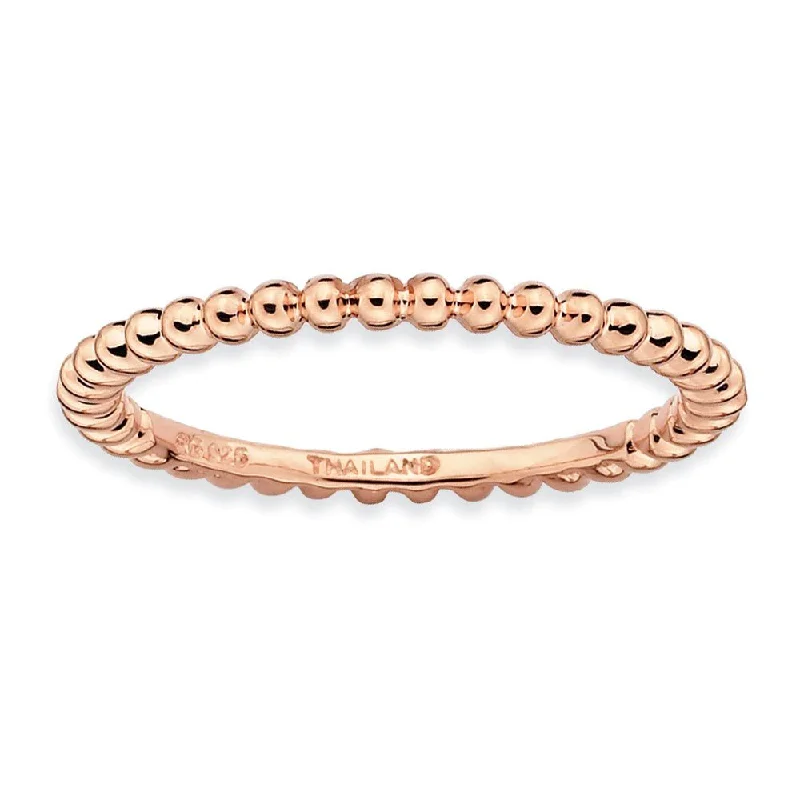 1.5mm 14k Rose Gold Plated Sterling Silver Stackable Beaded Band