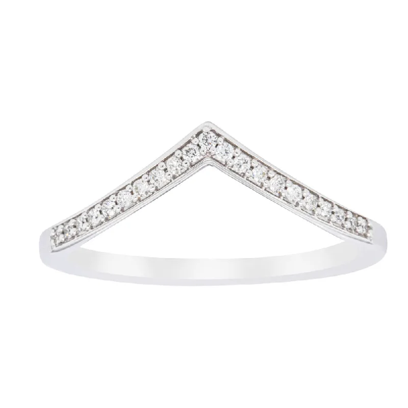 14ct White Gold Diamond Chevron Band