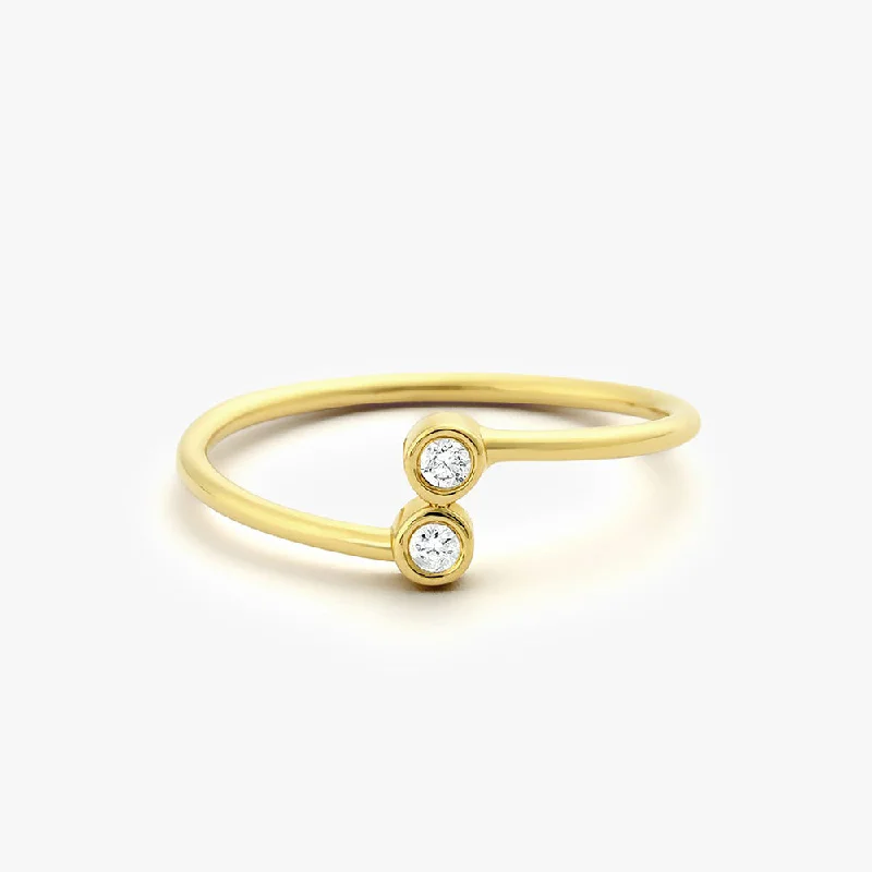 14K Gold Diamond Bypass Ring