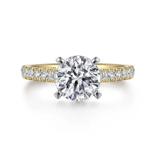 14K White-Yellow Gold Round Diamond Engagement Ring