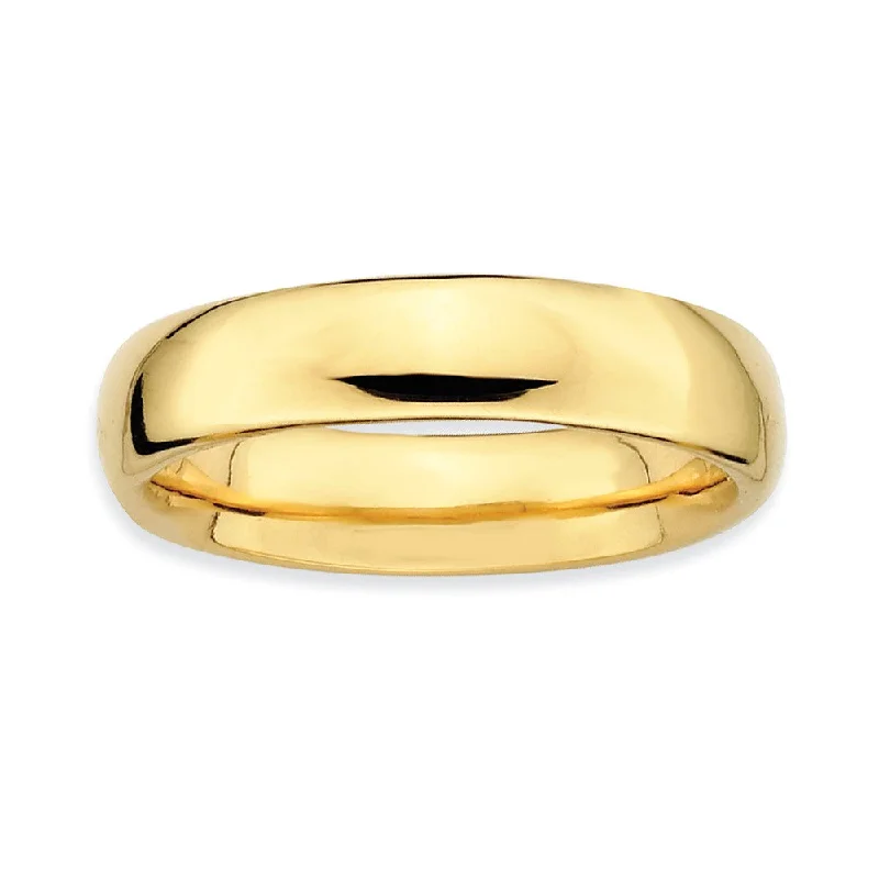 14k Yellow Gold Plated Sterling Silver Stackable Polished 4.5mm Band