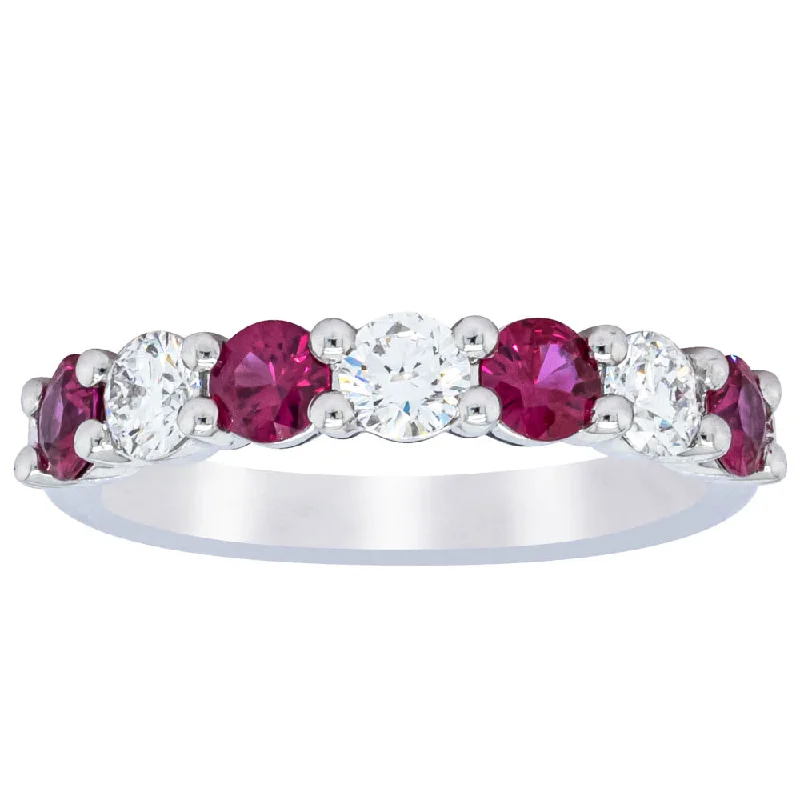 18ct White Gold .71ct Ruby & Diamond Panorama Ring