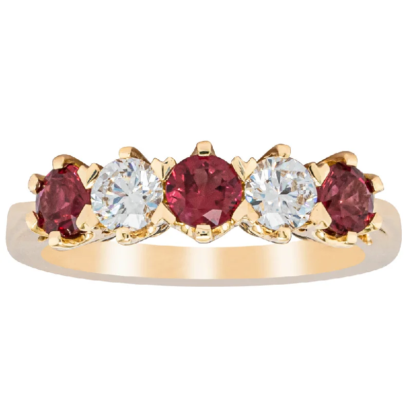 18ct Yellow Gold .80ct Ruby & Diamond Pentagon Ring