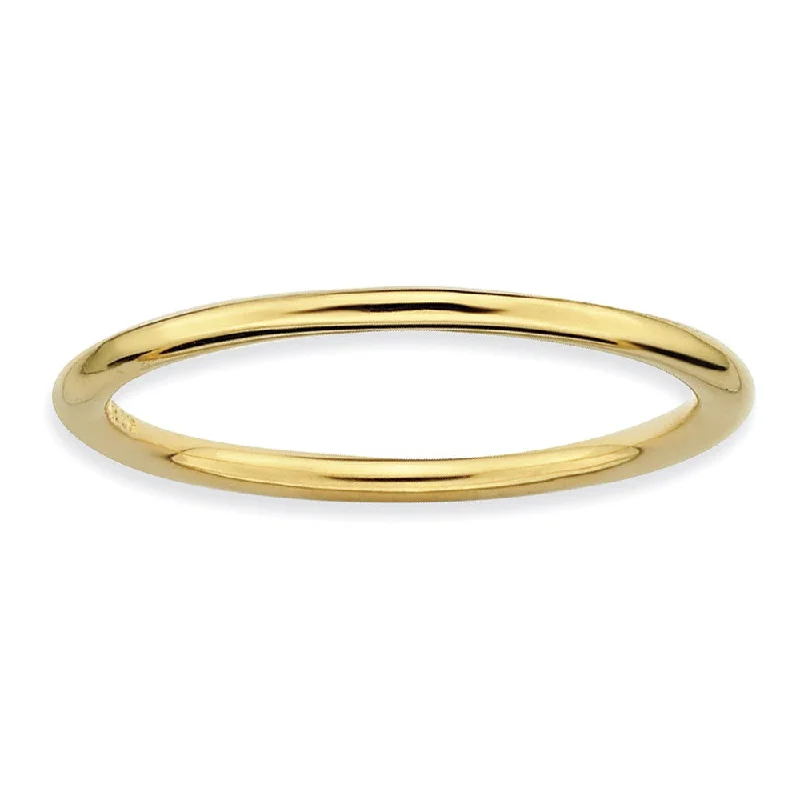 1mm 14k Yellow Gold Plated Sterling Silver Polished Elegant Stack Band