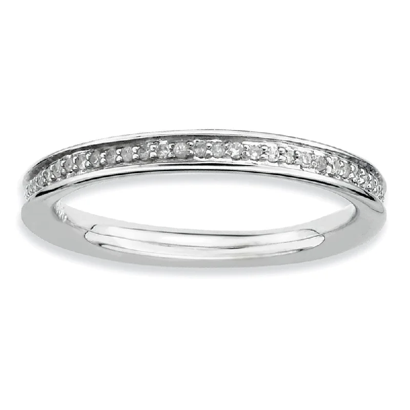 Handcrafted Jewelry Sale – Unique Designs At Low Prices 2.25mm Stackable Sterling Silver 1/5 Cttw HI/I3 Diamond Band