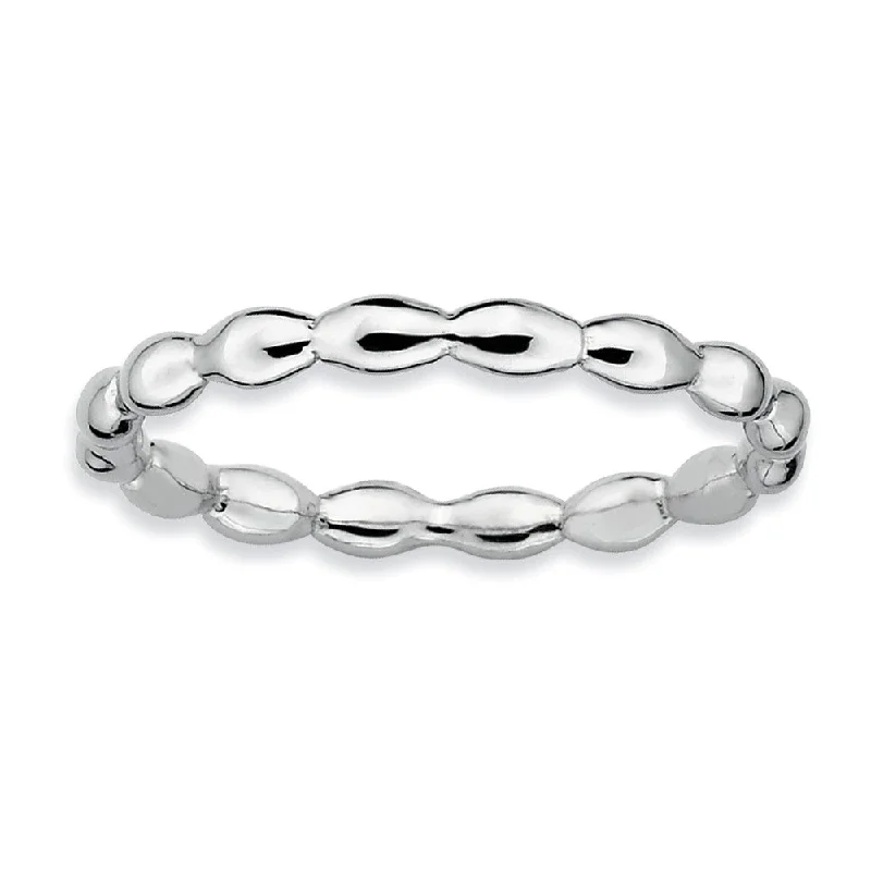 2.25mm Sterling Silver Stackable Rice Bead Band