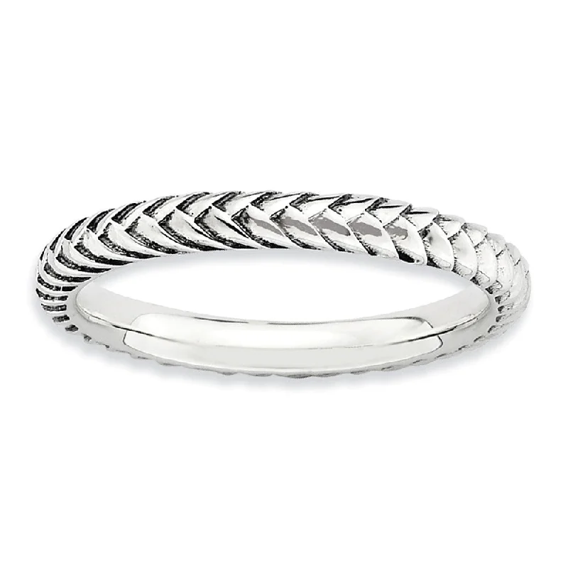 2.5mm Sterling Silver Stackable Antiqued Wheat Band