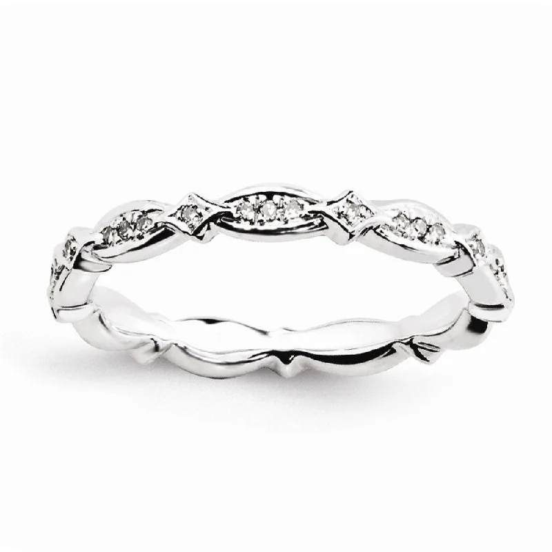 2.75mm Rhodium Sterling Silver Stackable .12 Ctw I3 H-I Diamond Band