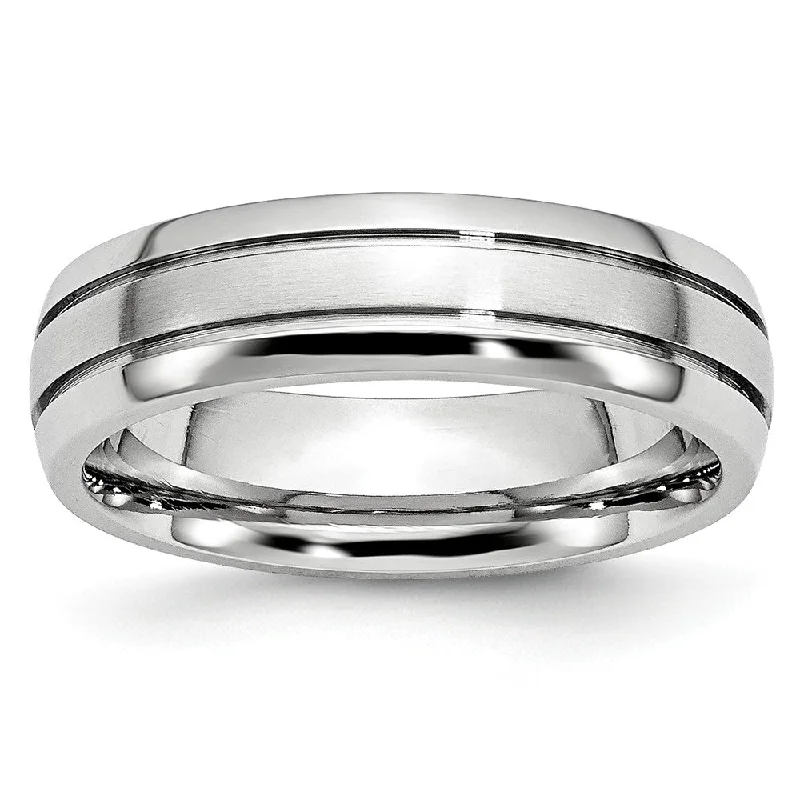 Handcrafted Jewelry Sale – Unique Designs At Low Prices 6mm Cobalt Polished & Satin Double Grooved Comfort Fit Band