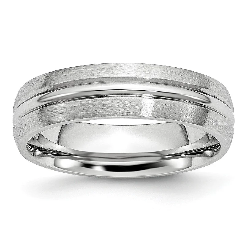 Limited-Stock Jewelry Sale – Once It's Gone, It's Gone 6mm Cobalt Satin & Polished Grooved Comfort Fit Band