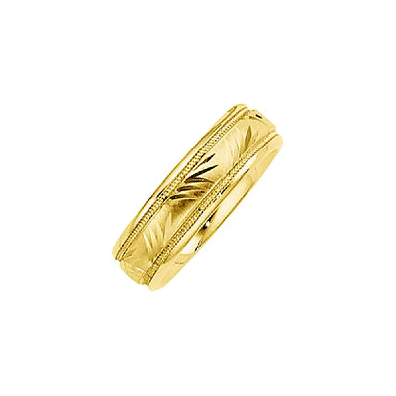Limited-Time Jewelry Sale – Don't Miss These Deals 6mm Comfort Fit Engraved Design Band in 14k Yellow Gold