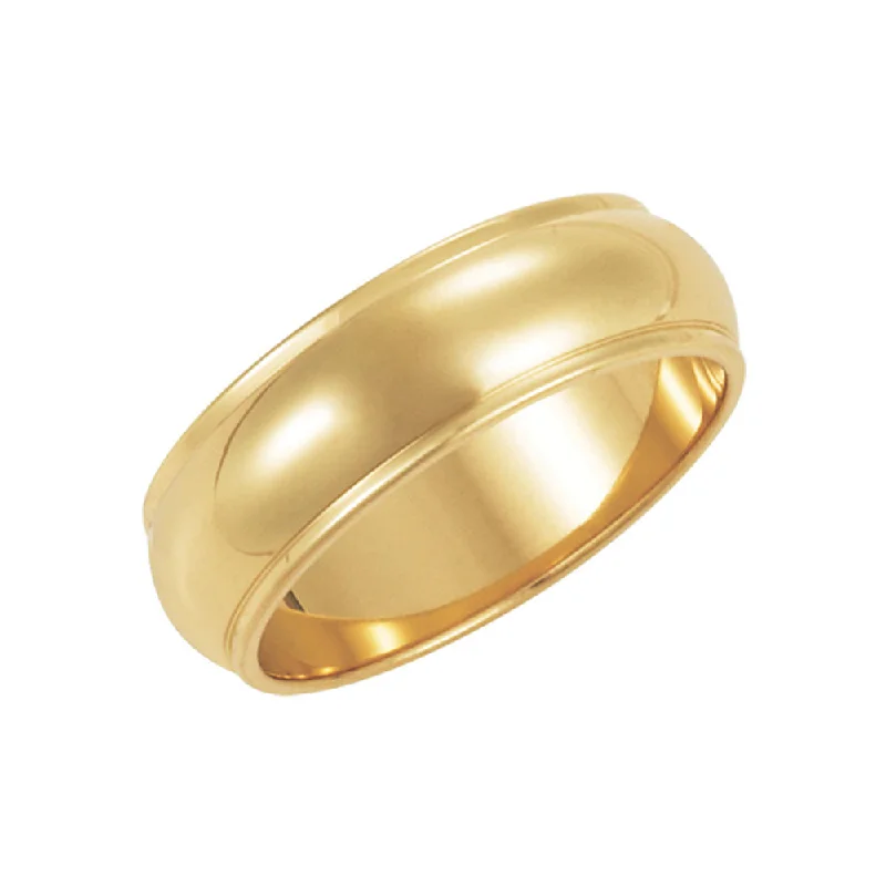 6mm Half Round Ridged Edge Band in 10k Yellow Gold