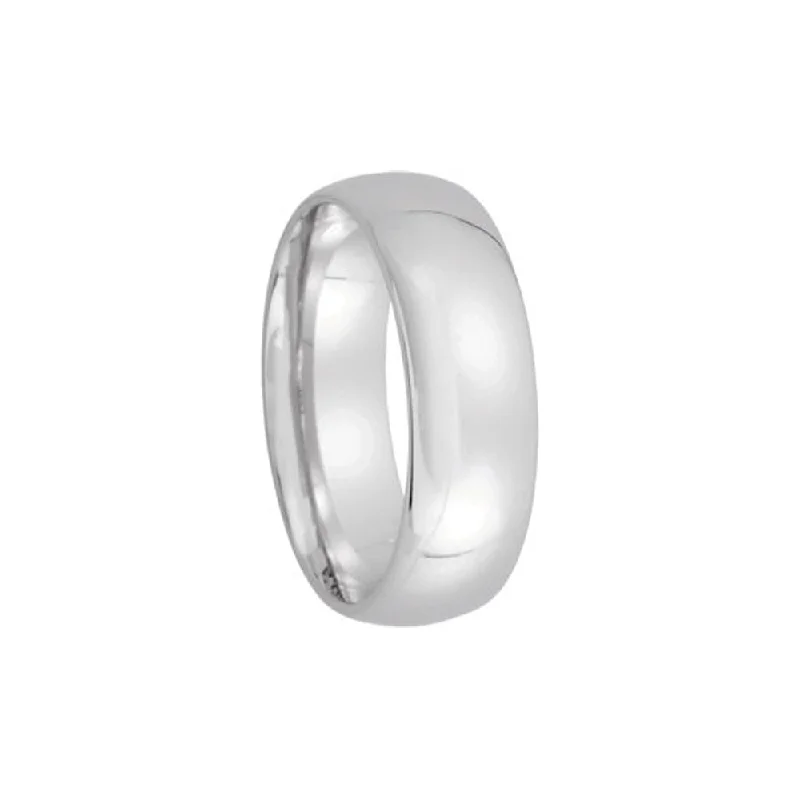 6mm Light Domed Comfort Fit Wedding Band in 10k White Gold