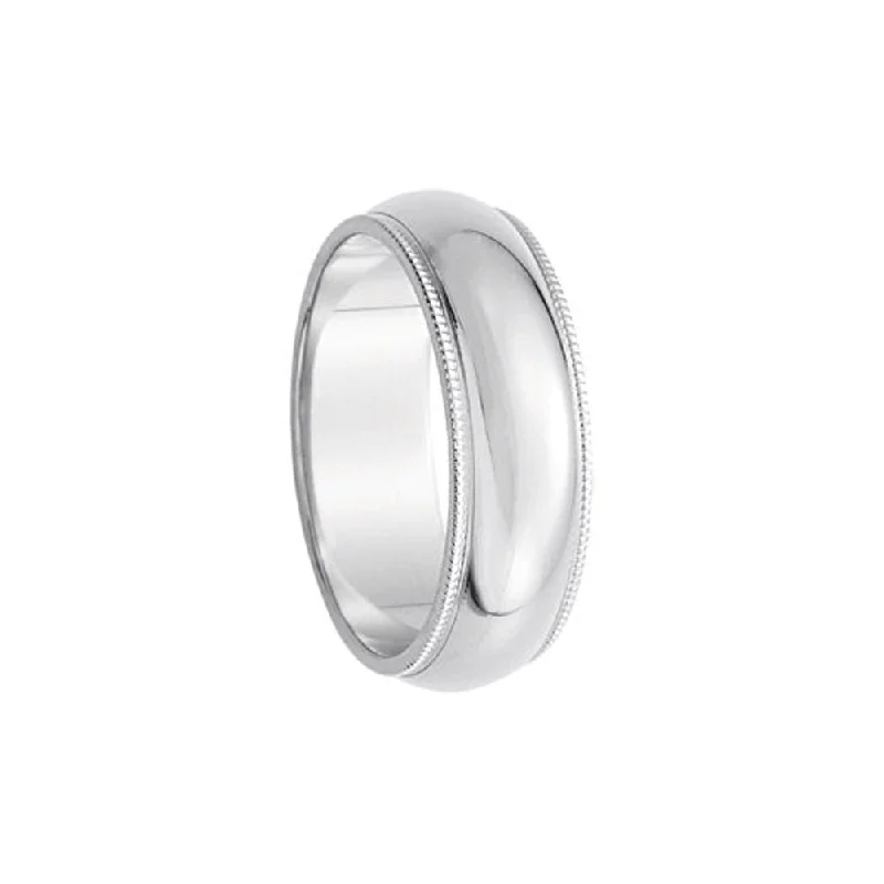 6mm Milgrain Edge Domed Band in Platinum