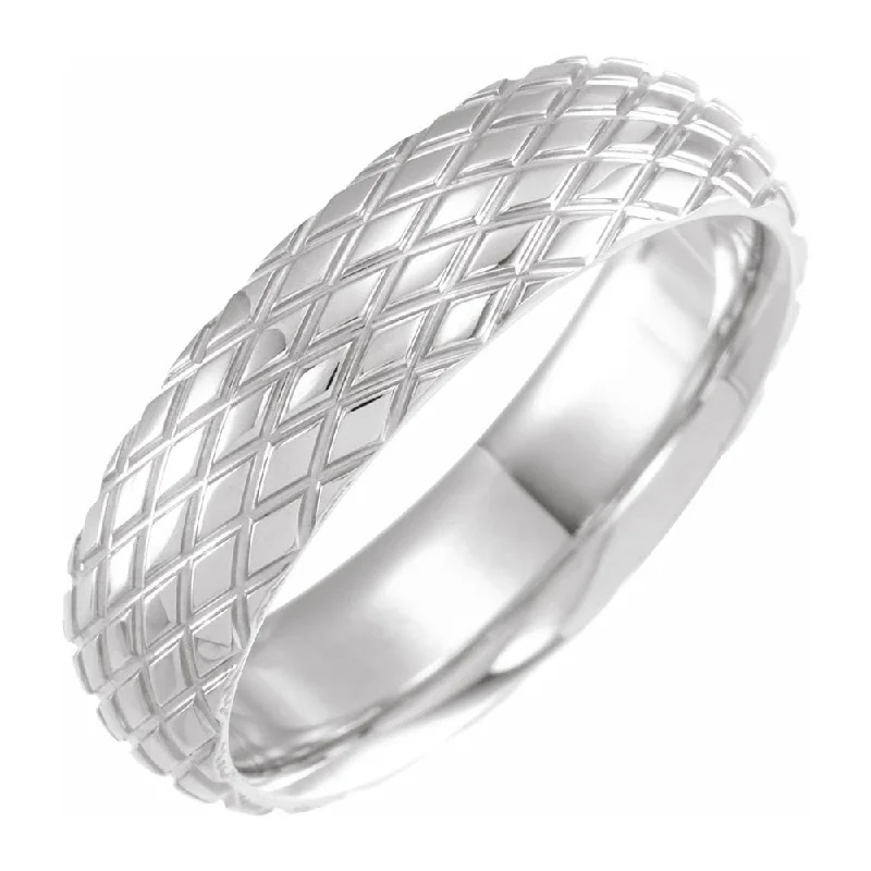 Elegant Designs, Unbeatable Discounts – Shop Jewelry Now 6mm Continuum Sterling Silver Crisscross Patterned Comfort Fit Band