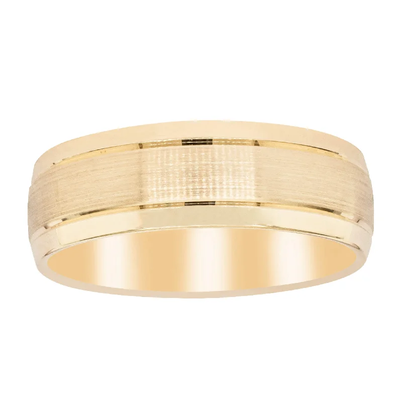 9ct Yellow Gold 7mm Patterned Band