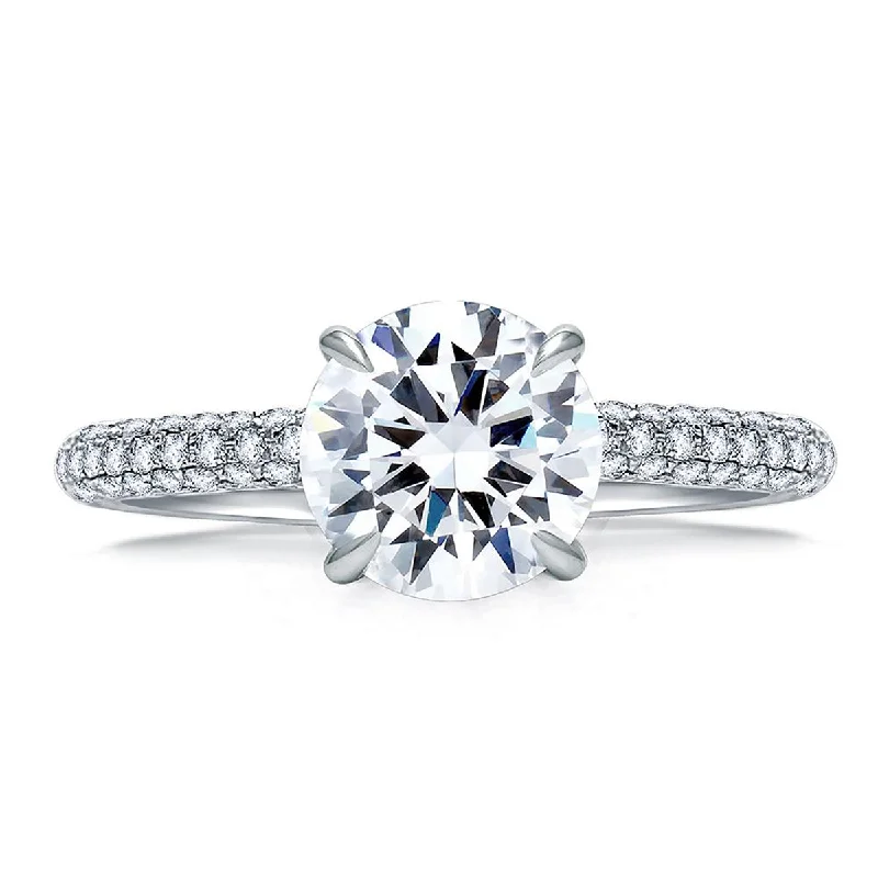 Get Your Favorite Jewelry At The Best Price A.Jaffe Rollover Pave Round Center Diamond Quilted Engagement Ring ME1856Q/154