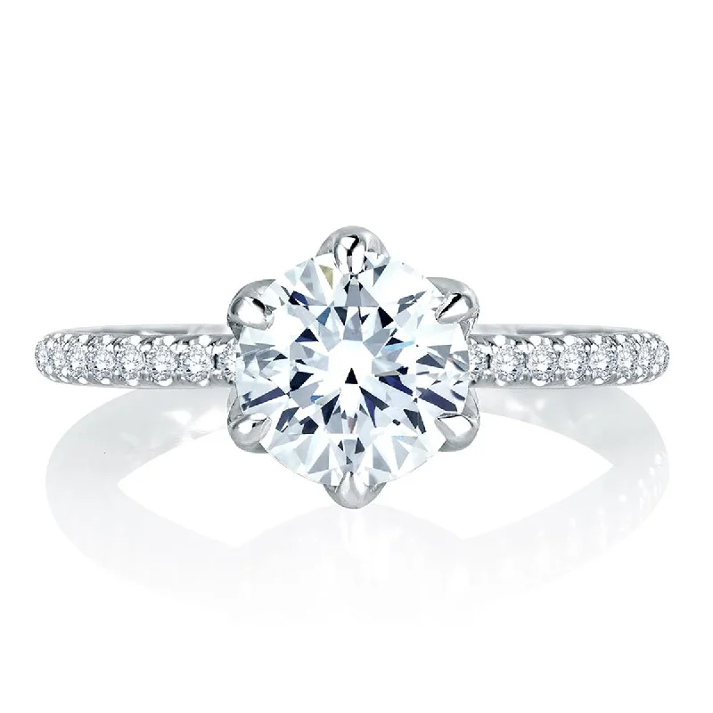 Dazzle In Elegance With Our Biggest Jewelry Sale A.Jaffe Royal Inspired Six Prong Round Diamond Quilted Engagement Ring MES767Q/183