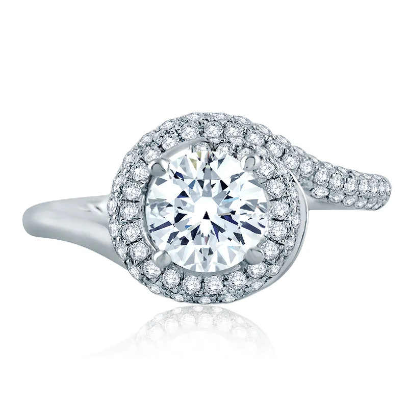 Shine In Style – Shop Jewelry Discounts Today A.Jaffe Round Wave-Inspired Half Pavé Diamond Quilted Engagement Ring ME2139Q/142