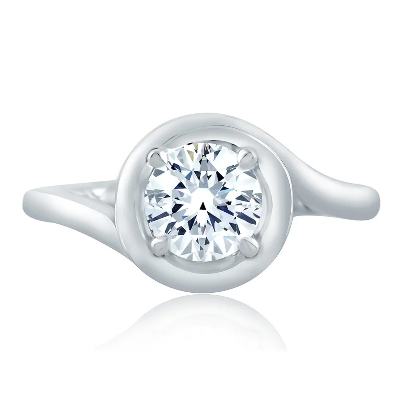 Must-Have Jewelry At Unbelievable Discounts A.Jaffe Round Wave-Inspired Diamond Quilted Engagement Ring ME2133Q/100