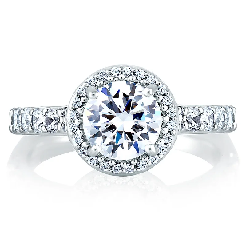 Customized Silver Jewelry For Unique Style A.Jaffe Shared Prong Round Halo Diamond Engagement Ring MES168/62 Customized Silver Jewelry For Unique Style A.Jaffe Shared Prong Round Halo Diamond Engagement Ring MES168/62
