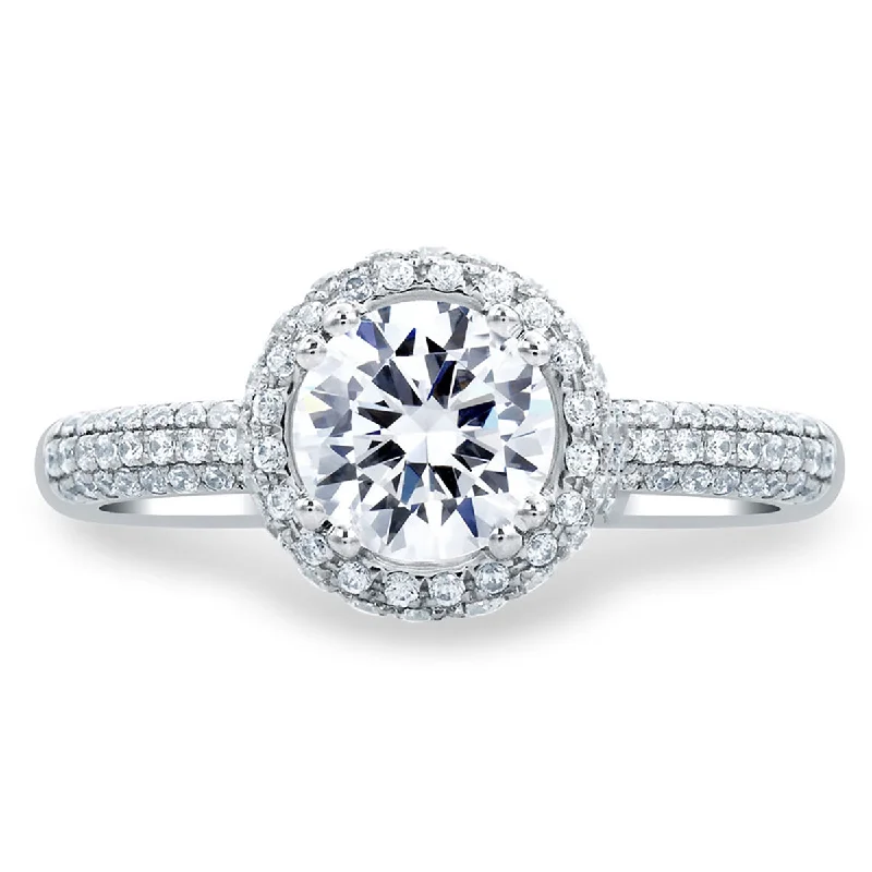 Chic, Trendy, And Affordable Jewelry Sale A.Jaffe Rollover Pavé Diamond Halo and Band Engagement Ring MES674/152