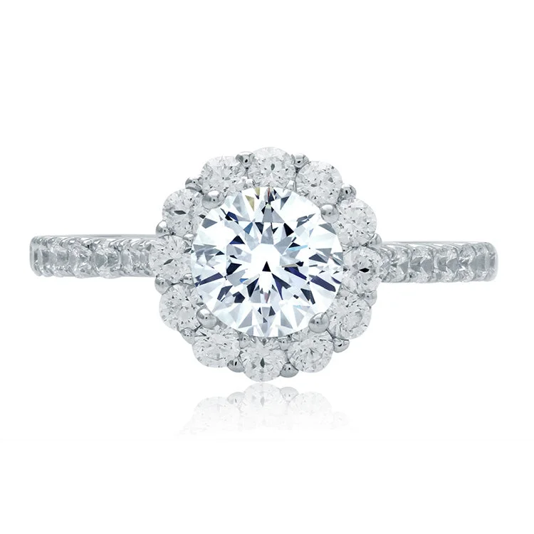 Timeless Elegance, Temporary Discounts – Act Fast A.Jaffe Round Halo Diamond Engagement Ring MES822/176