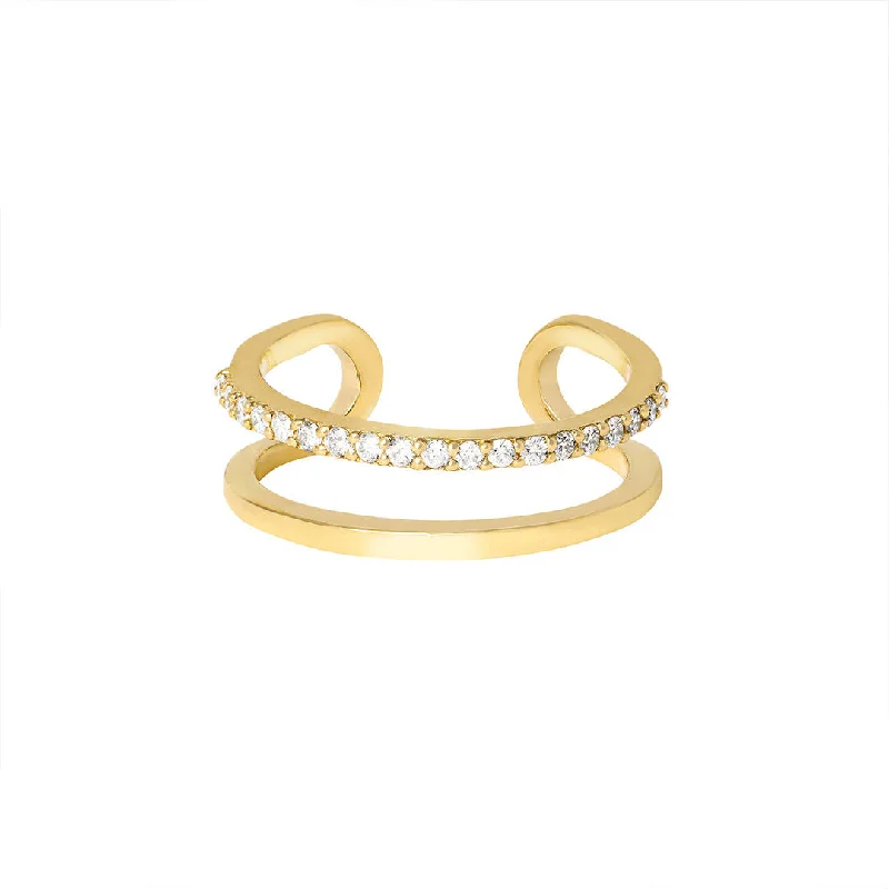 Grab Exquisite Jewelry At The Lowest Prices Double Trouble 18K Gold Ring w. Diamonds