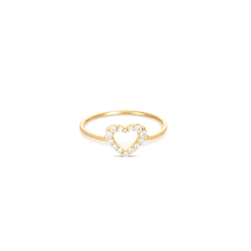 Don't Miss Out On Jaw-Dropping Jewelry Discounts Heart 18K Gold Ring w. Diamonds