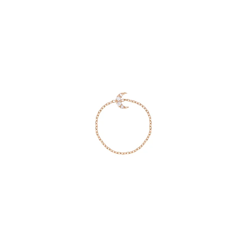 Exclusive Jewelry Markdowns – Limited-Time Offer Moon Chain 18K Rosegold Ring w. Diamonds