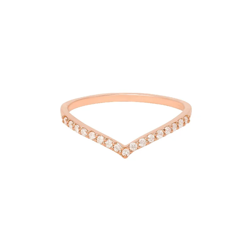 The Ultimate Jewelry Sale – Shop Premium Styles Pave V Band 18K Rosegold Ring w. Diamonds