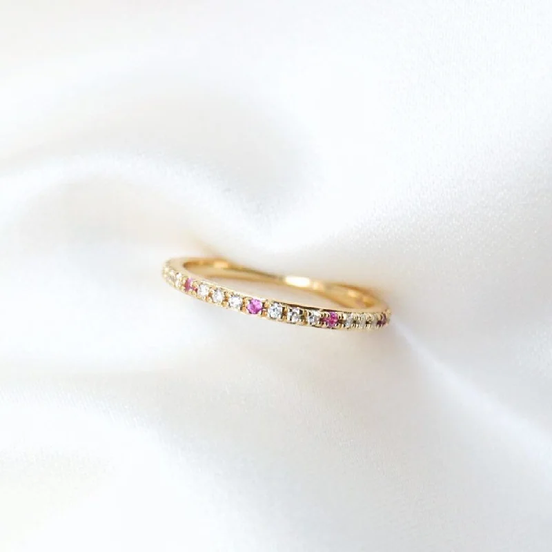 Sarah Lil Pink Mix 14K Gold Ring w. Sapphires & Diamonds