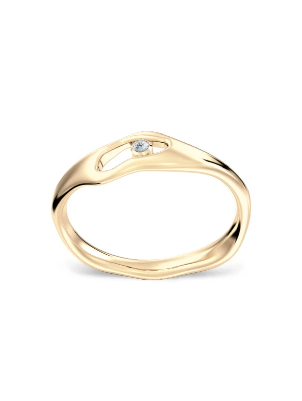 Liquid N°6 18K Gold Ring w. Diamond