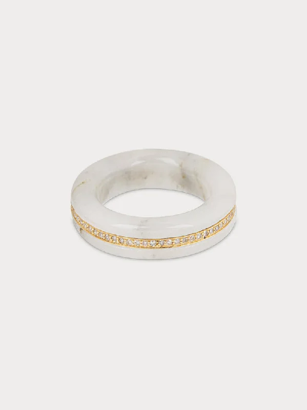 Stone Linings Ring - White Marble (Made to Order)