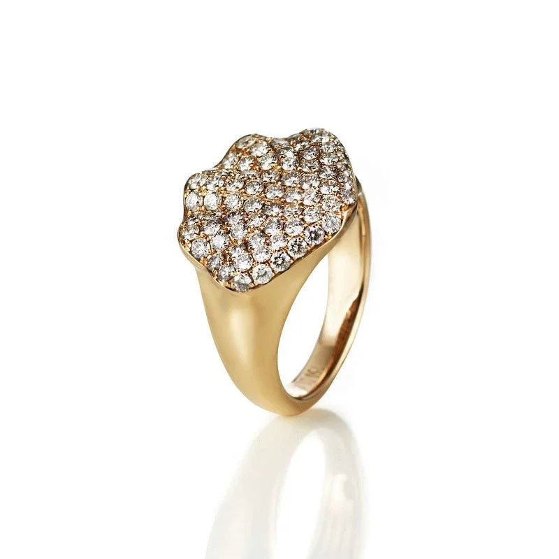 Seashell Dream 18K Gold, Rosegold or Whitegold Ring w. Diamonds