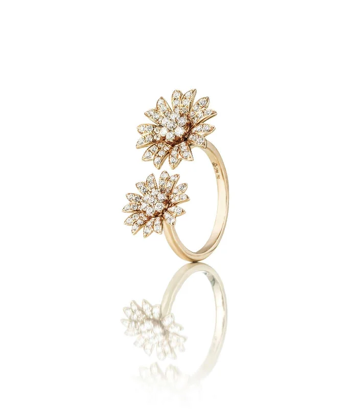 Handmade Pearl Jewelry For Timeless Elegance Large Flower 18K Gold, Whitegold or Rosegold Ring w. Diamonds